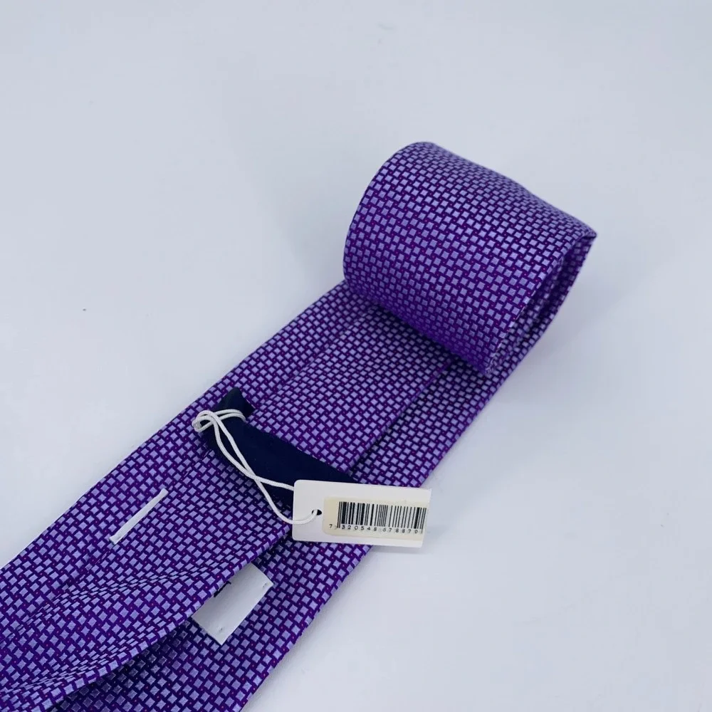 Eton Tie Mens One Size Purple Gray Patterned Silk‎ Luxury Necktie England Made